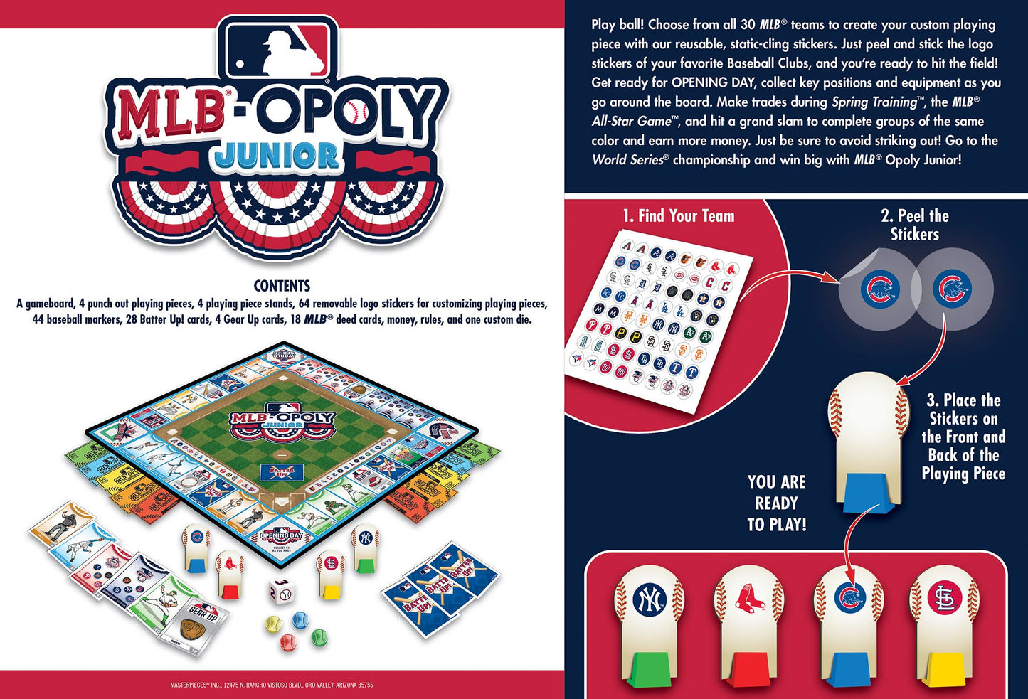 Board Game (Ages 6+) MLB Opoly Junior Board Game