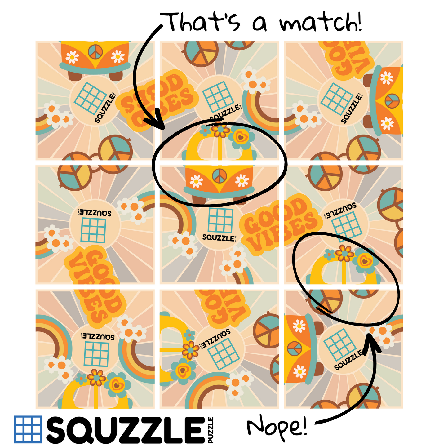 Brain Teaser (Ages 5+) Squzzle GOOD VIBES