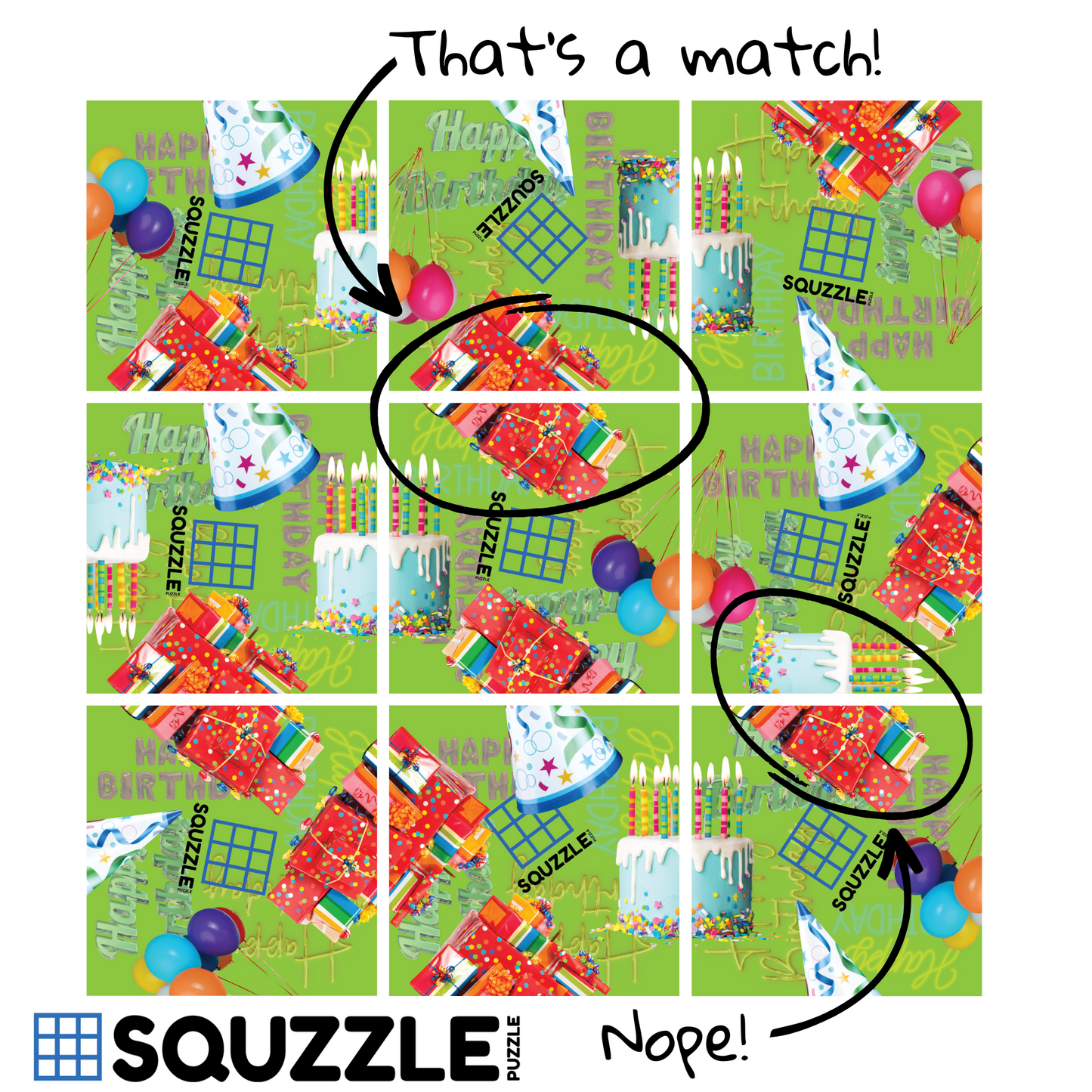 Brain Teaser (Ages 5+) Squzzle HAPPY BIRTHDAY