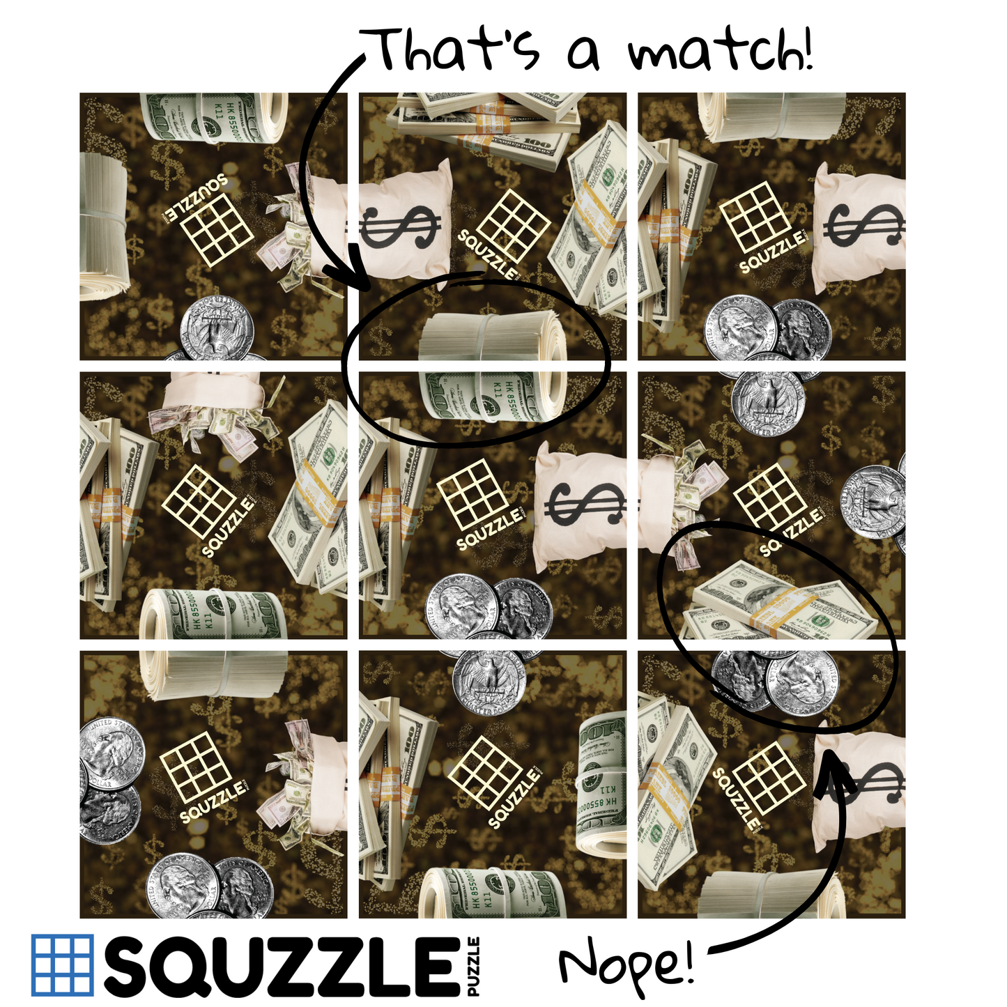 Brain Teaser (Ages 5+) Squzzle MONEY