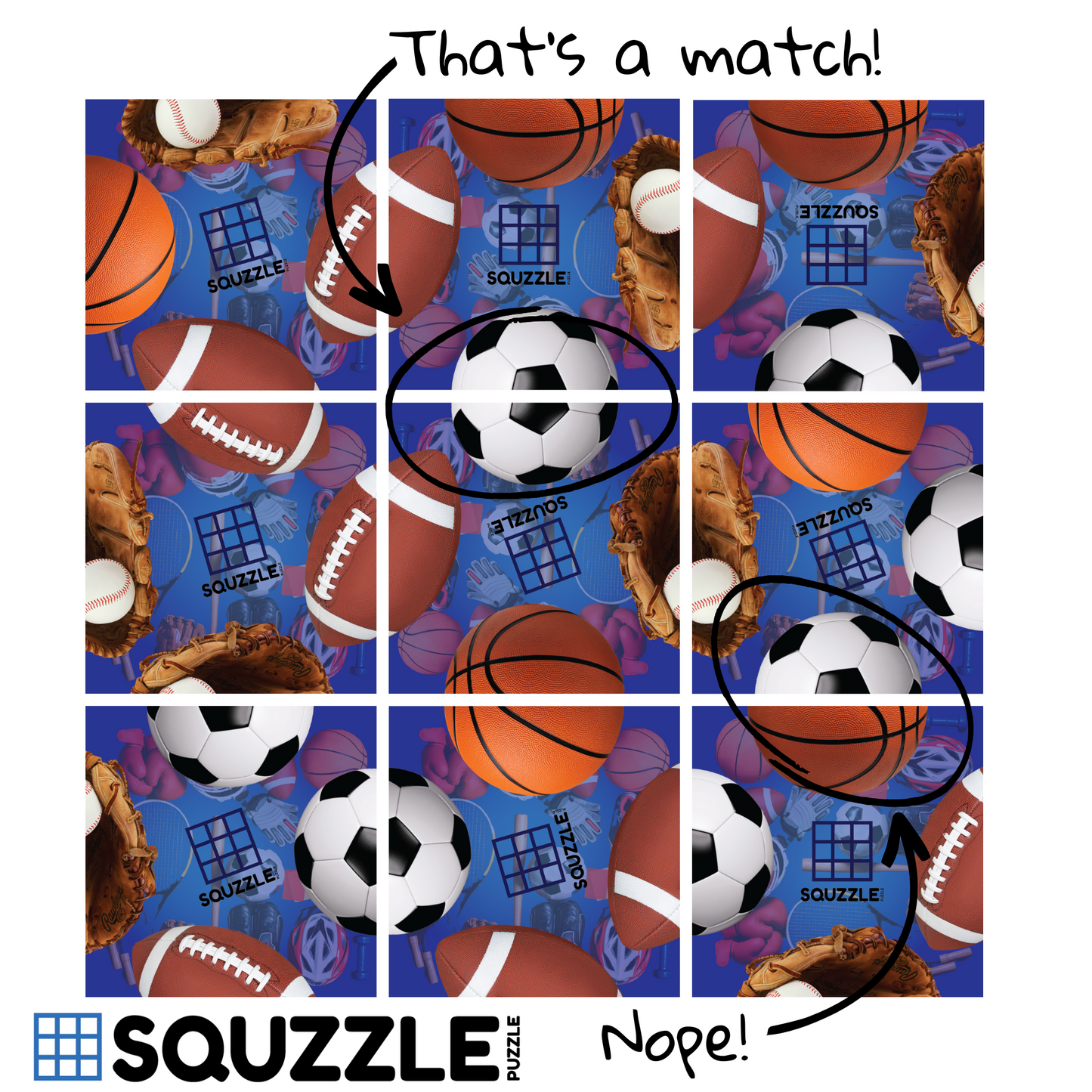 Brain Teaser (Ages 5+) Squzzle SPORTS
