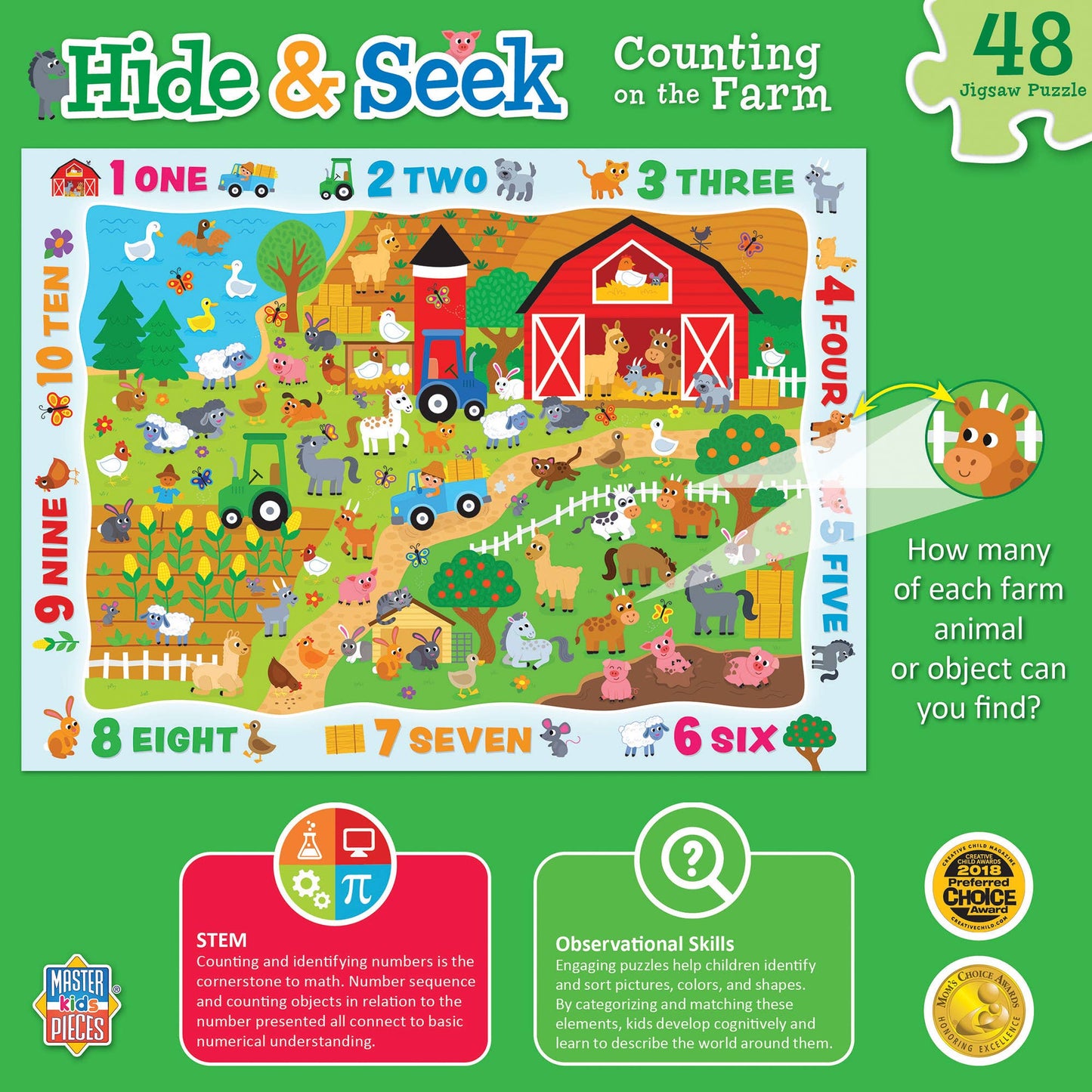 Puzzle (48 pc) Hide & Seek - Counting on the Farm 48 Piece Puzzle
