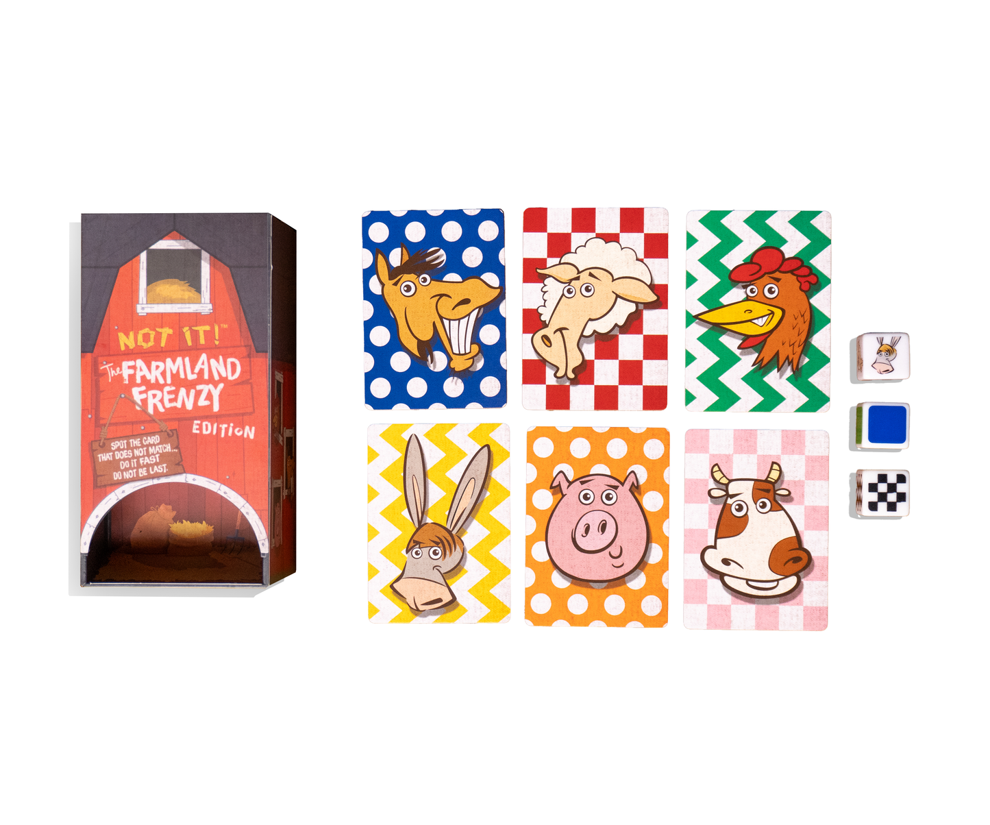 Dice Game (Ages 6+) Not It! Farmland Frenzy - Pigs, Cows, Horses, & Chickens