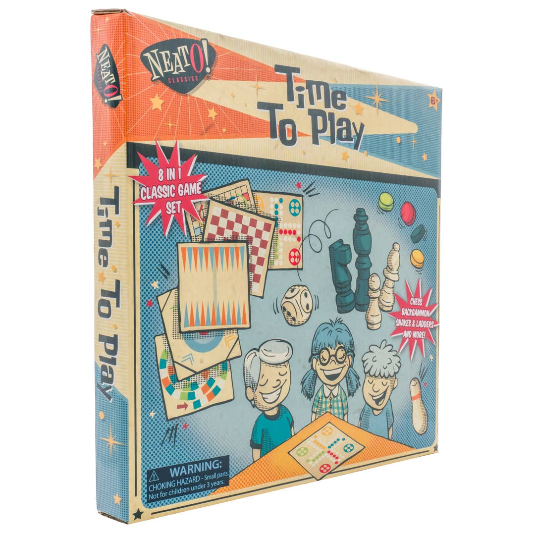 Board Games (Ages 6+)- Neato! Time To Play 8-In-1 Game- Retro Classic, vintage toys