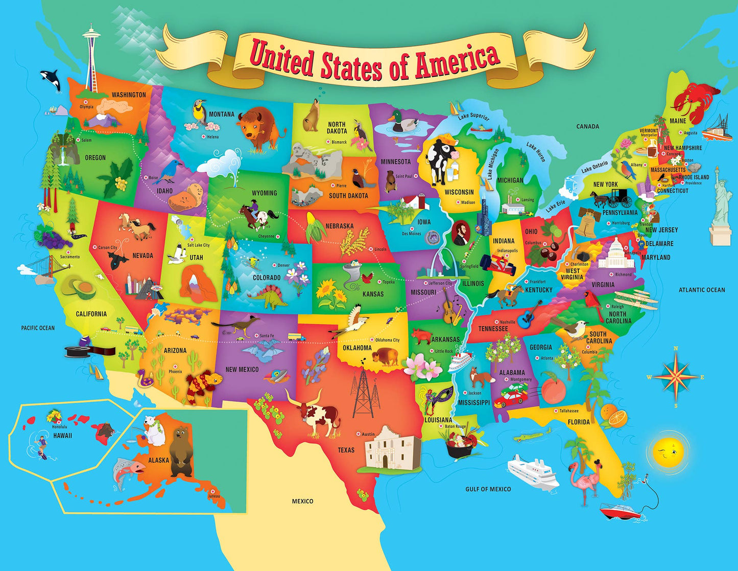 Puzzle (60 pc) Explorer - USA Map 60 Piece Puzzle