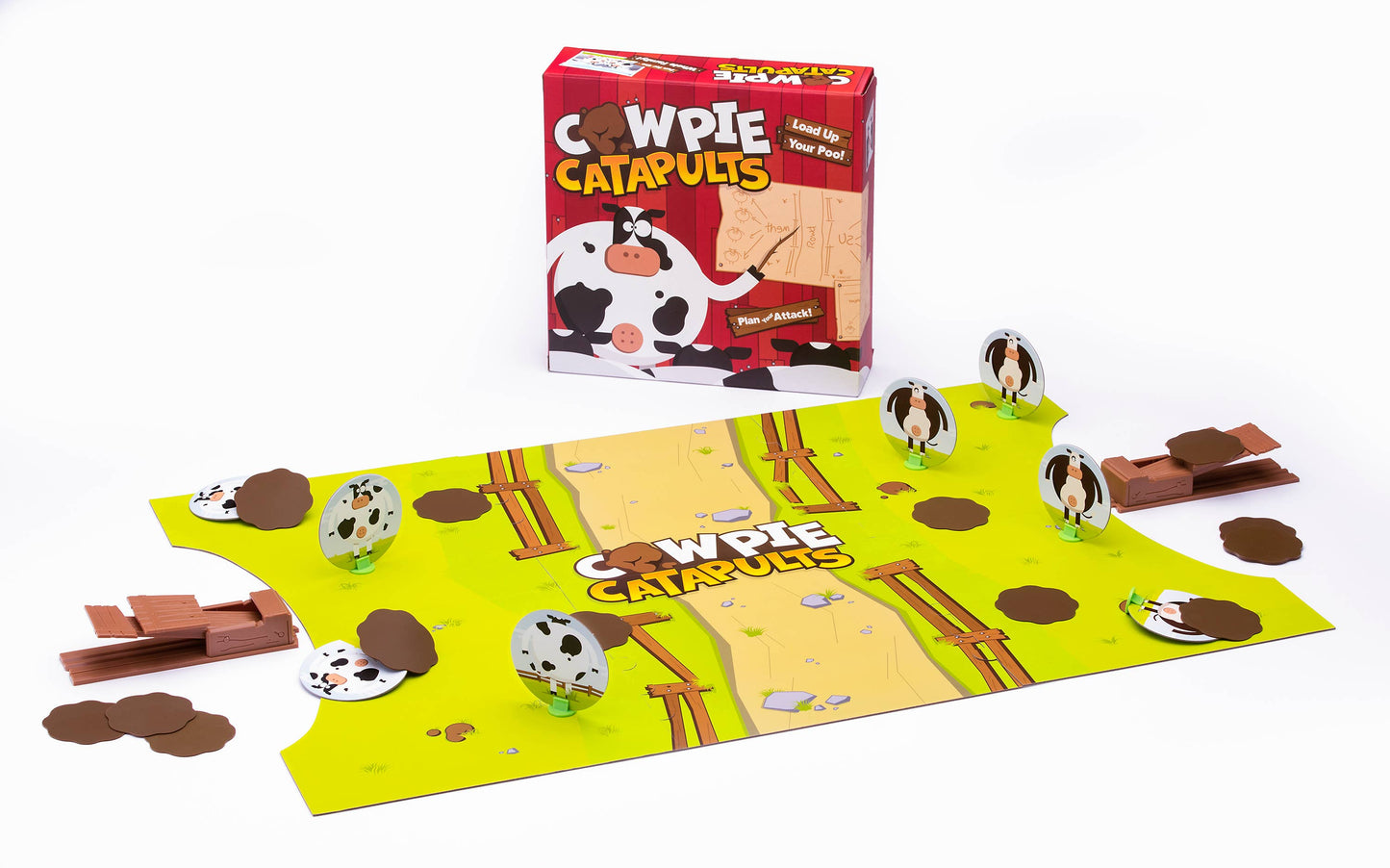 Board Game (Ages 6+) Cow Pie Catapults - Launching Action Farm Animals Board Game