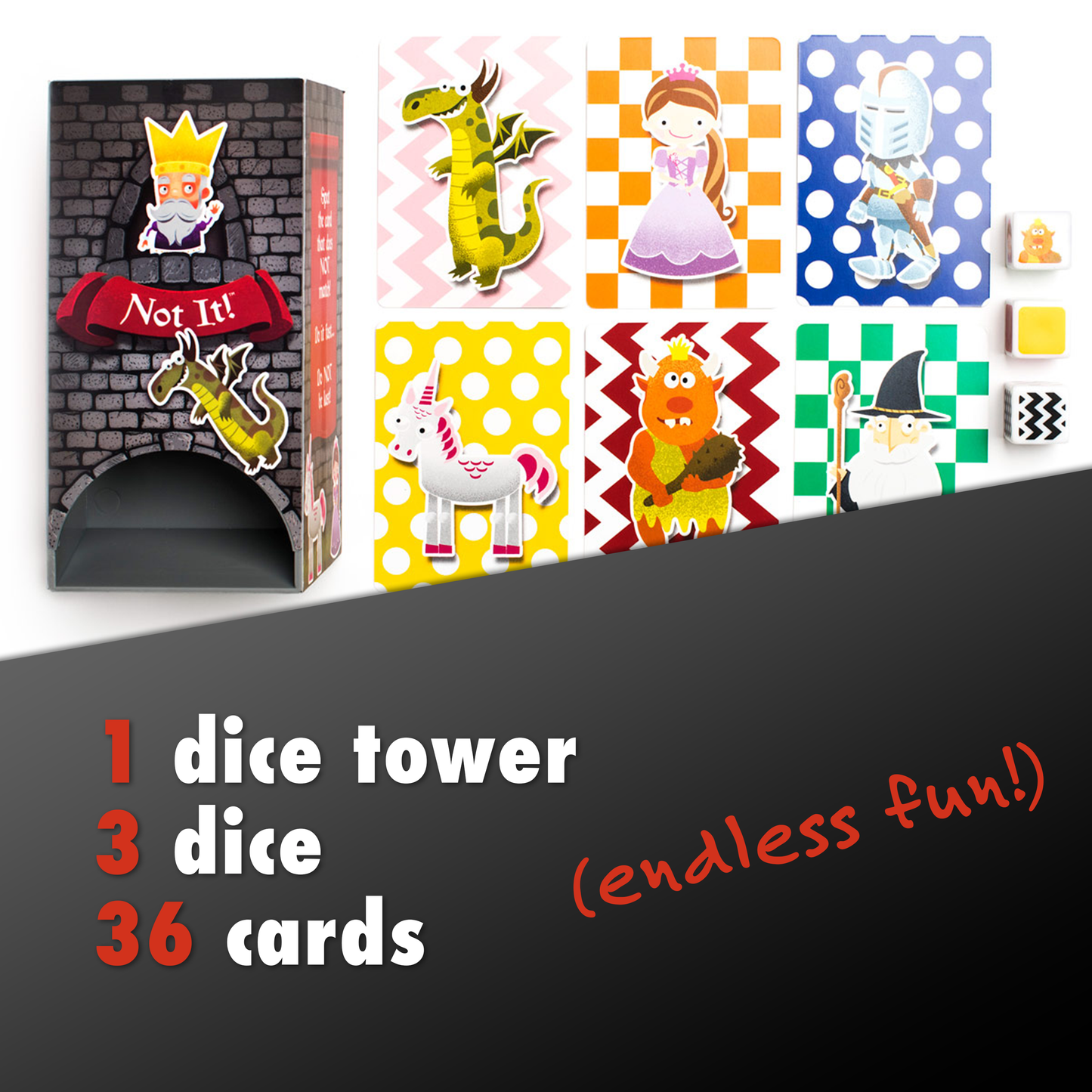Dice Game (Ages 6+) Not It! Castle Land - Kings, Knights, Princesses, & Dragons!