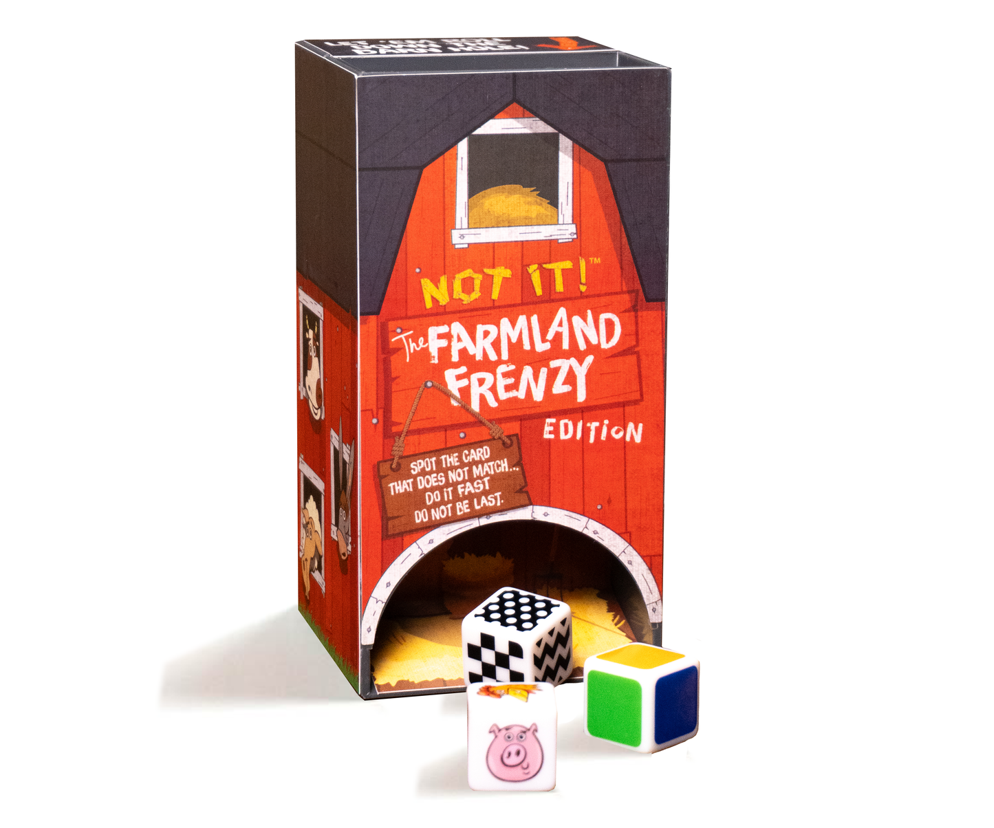 Dice Game (Ages 6+) Not It! Farmland Frenzy - Pigs, Cows, Horses, & Chickens