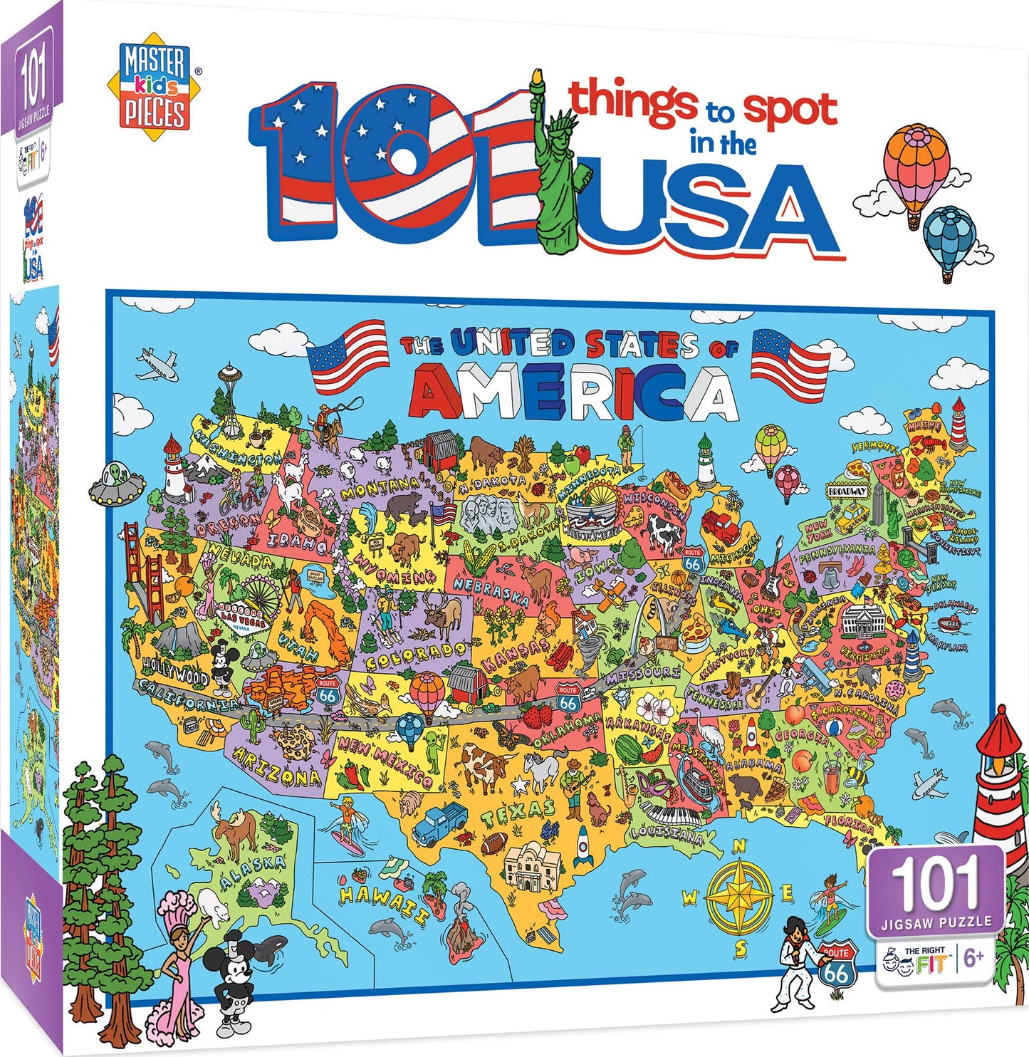 Puzzle (100 pc) 101 Things to Spot in the USA 100 Piece Kids Puzzle