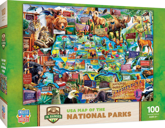 Puzzle (100 pc) USA Map of the National Parks - 100 Piece Puzzle