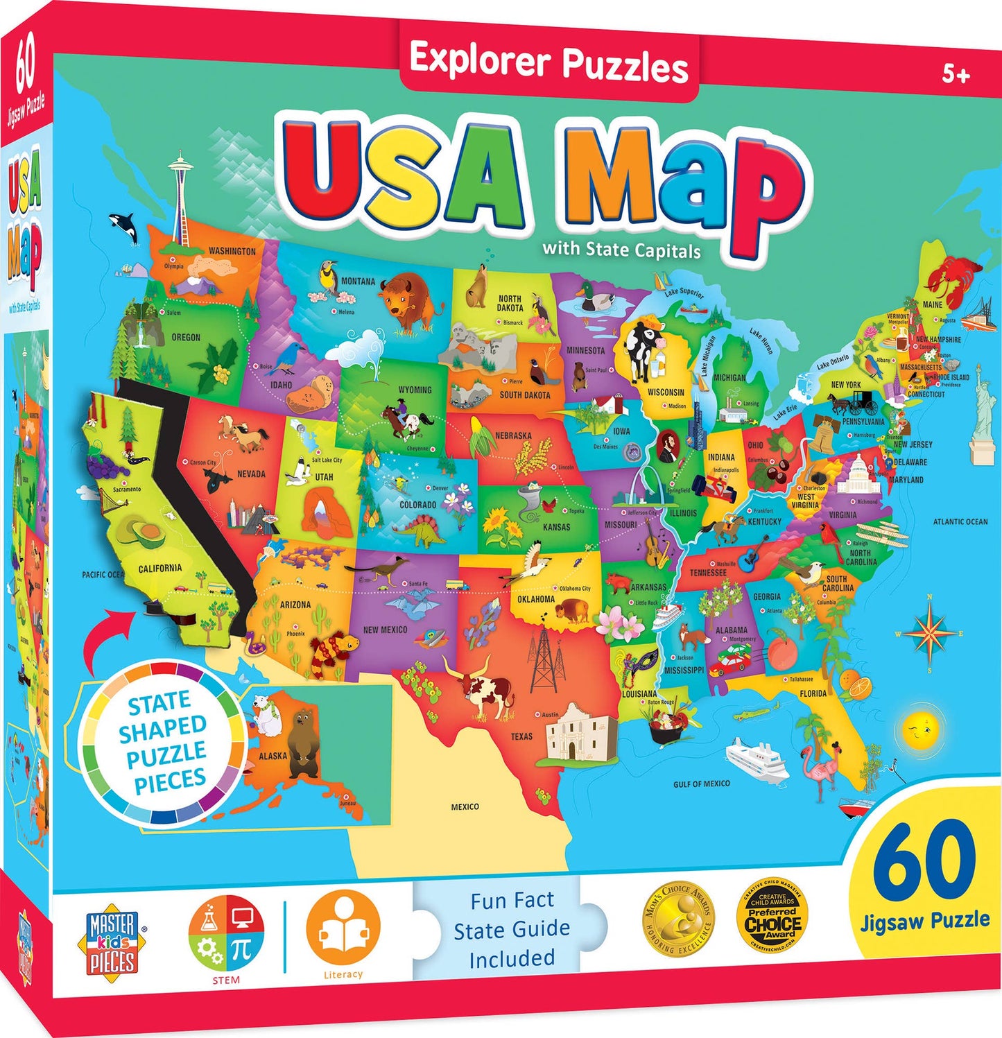 Puzzle (60 pc) Explorer - USA Map 60 Piece Puzzle