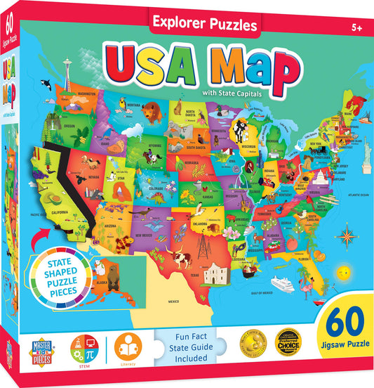 Puzzle (60 pc) Explorer - USA Map 60 Piece Puzzle