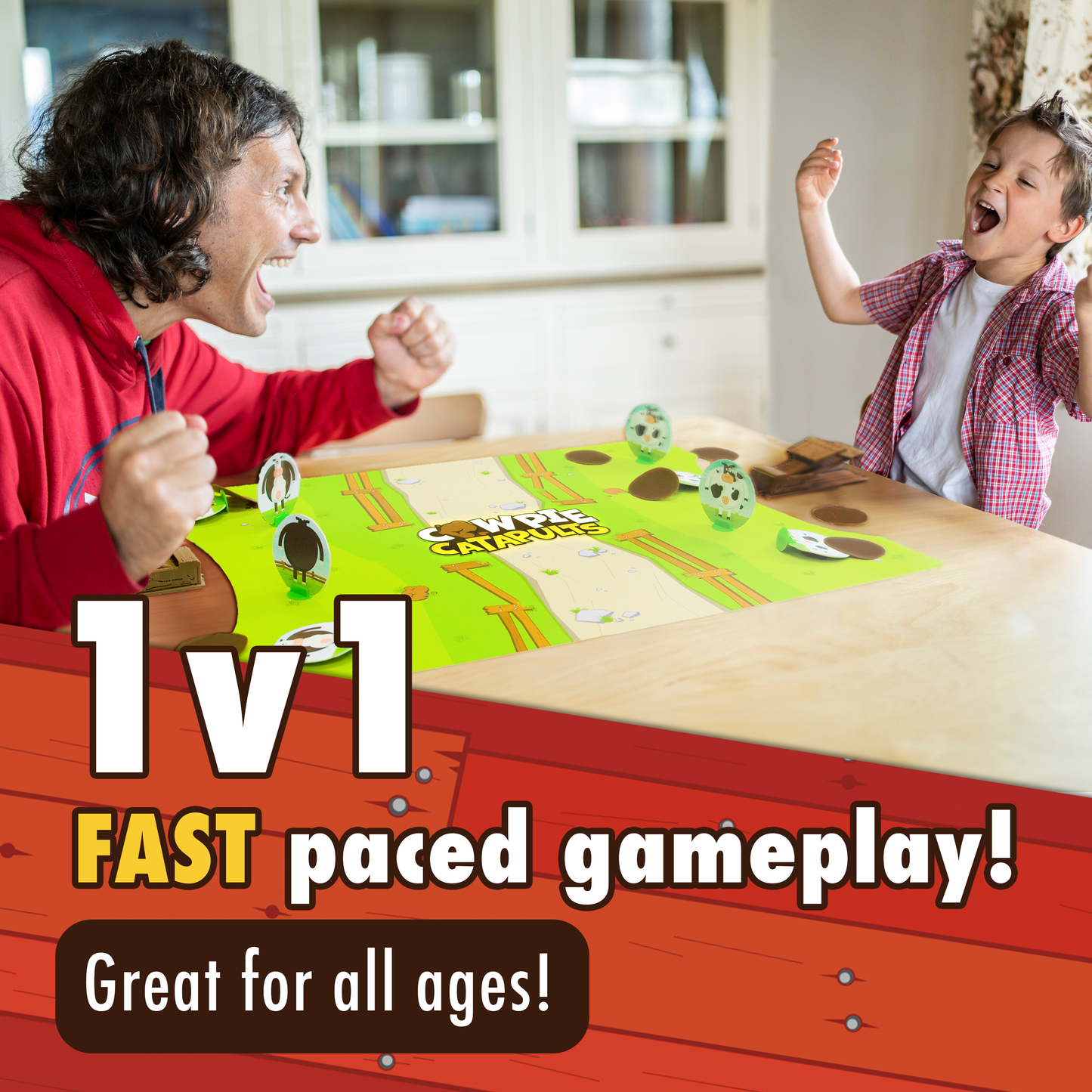 Board Game (Ages 6+) Cow Pie Catapults - Launching Action Farm Animals Board Game