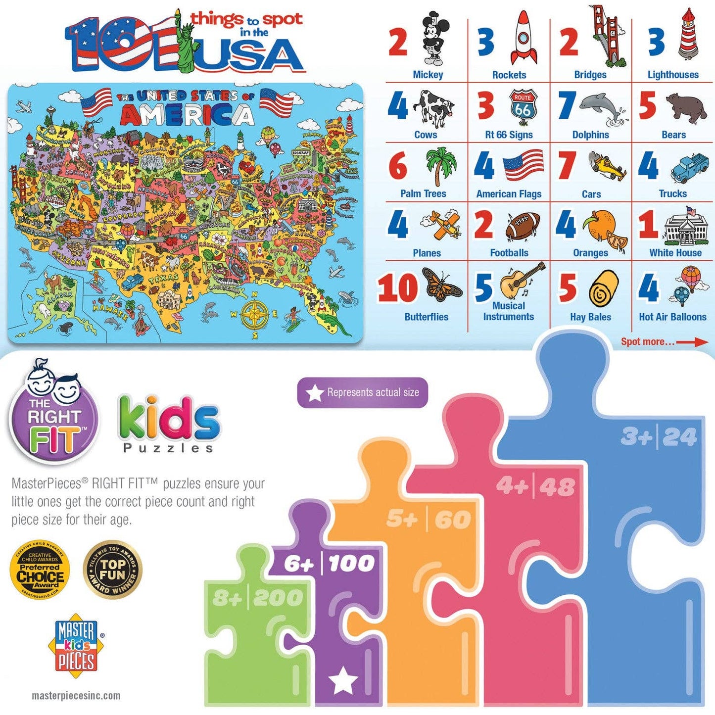 Puzzle (100 pc) 101 Things to Spot in the USA 100 Piece Kids Puzzle