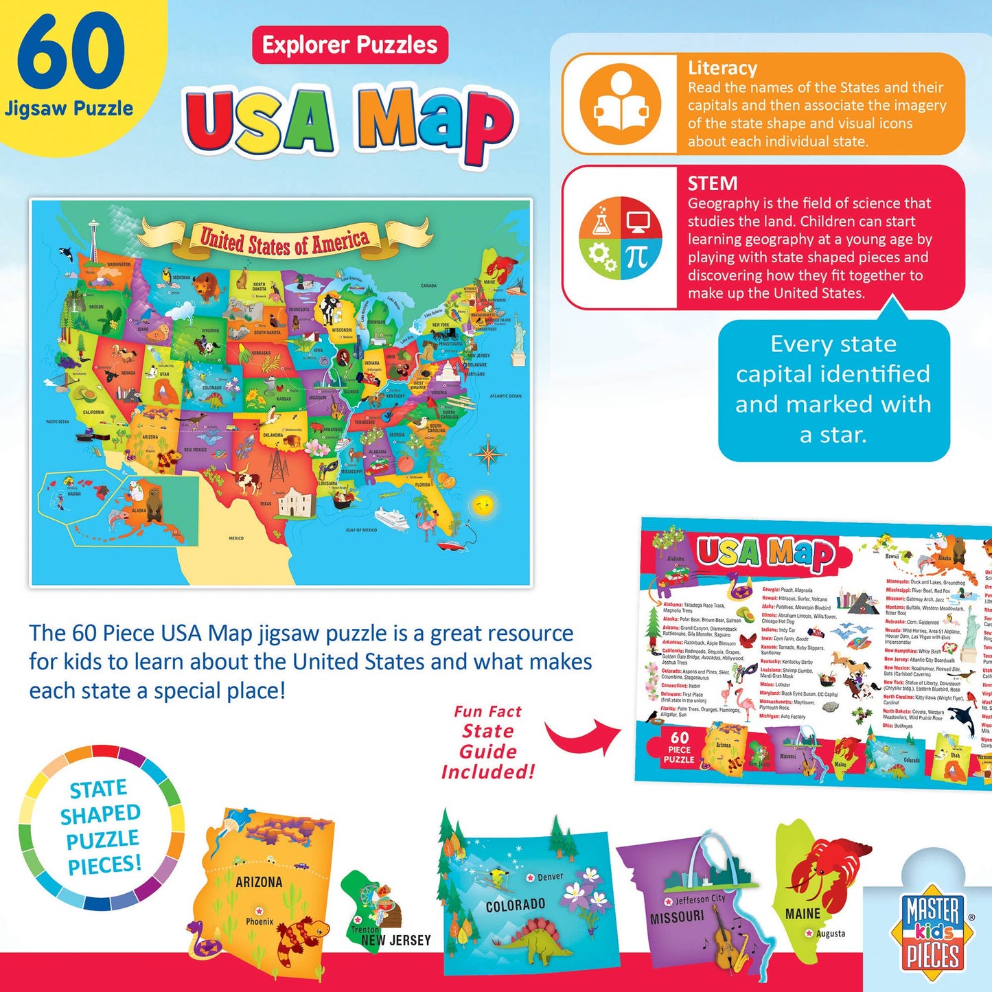 Puzzle (60 pc) Explorer - USA Map 60 Piece Puzzle