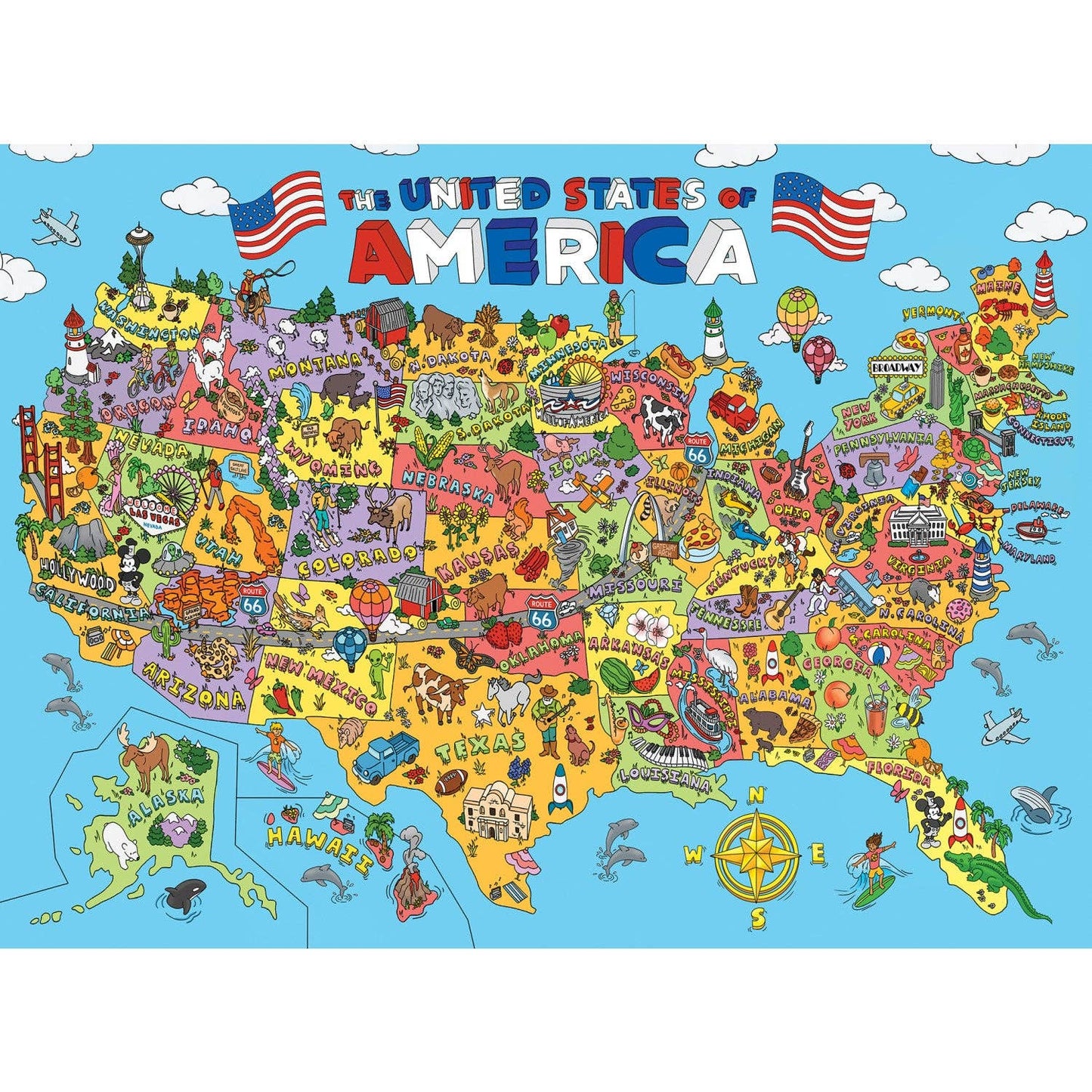 Puzzle (100 pc) 101 Things to Spot in the USA 100 Piece Kids Puzzle
