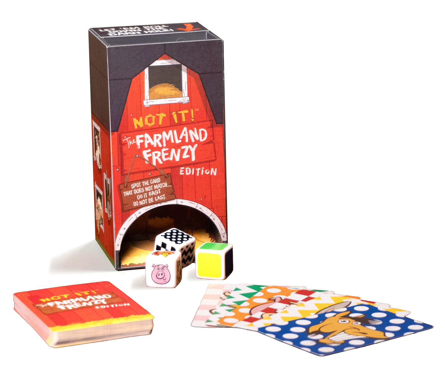 Dice Game (Ages 6+) Not It! Farmland Frenzy - Pigs, Cows, Horses, & Chickens