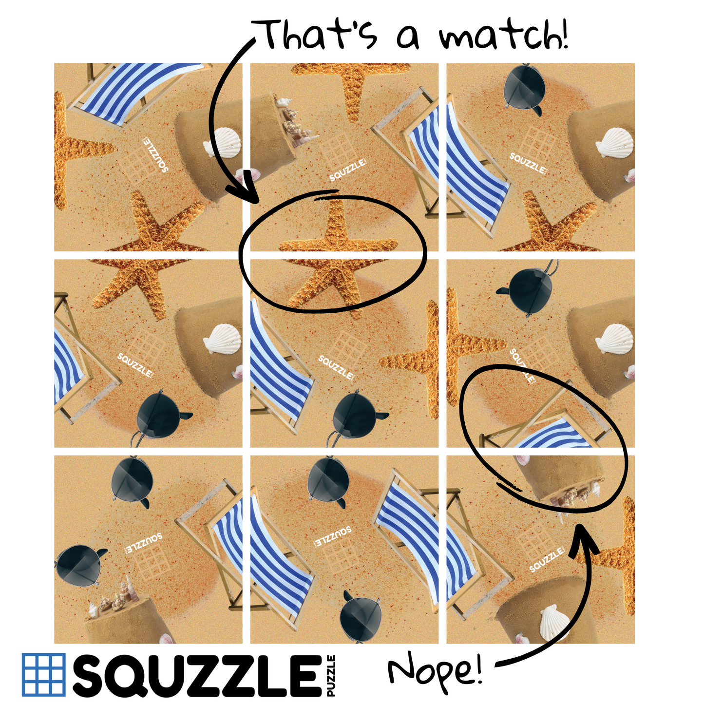 Brain Teaser (Ages 5+) Squzzle AT THE BEACH