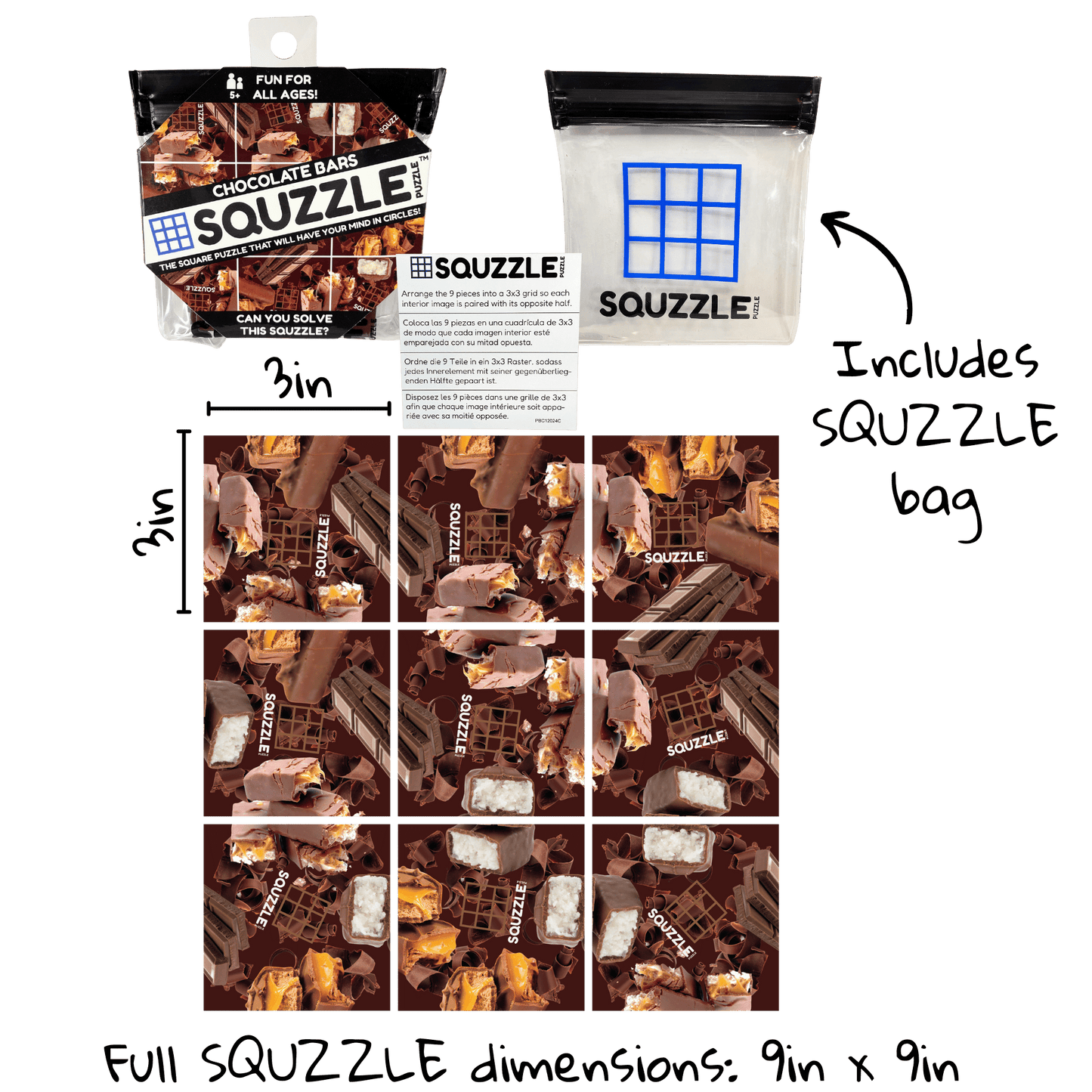 Brain Teaser (Ages 5+) Squzzle CHOCOLATE BARS