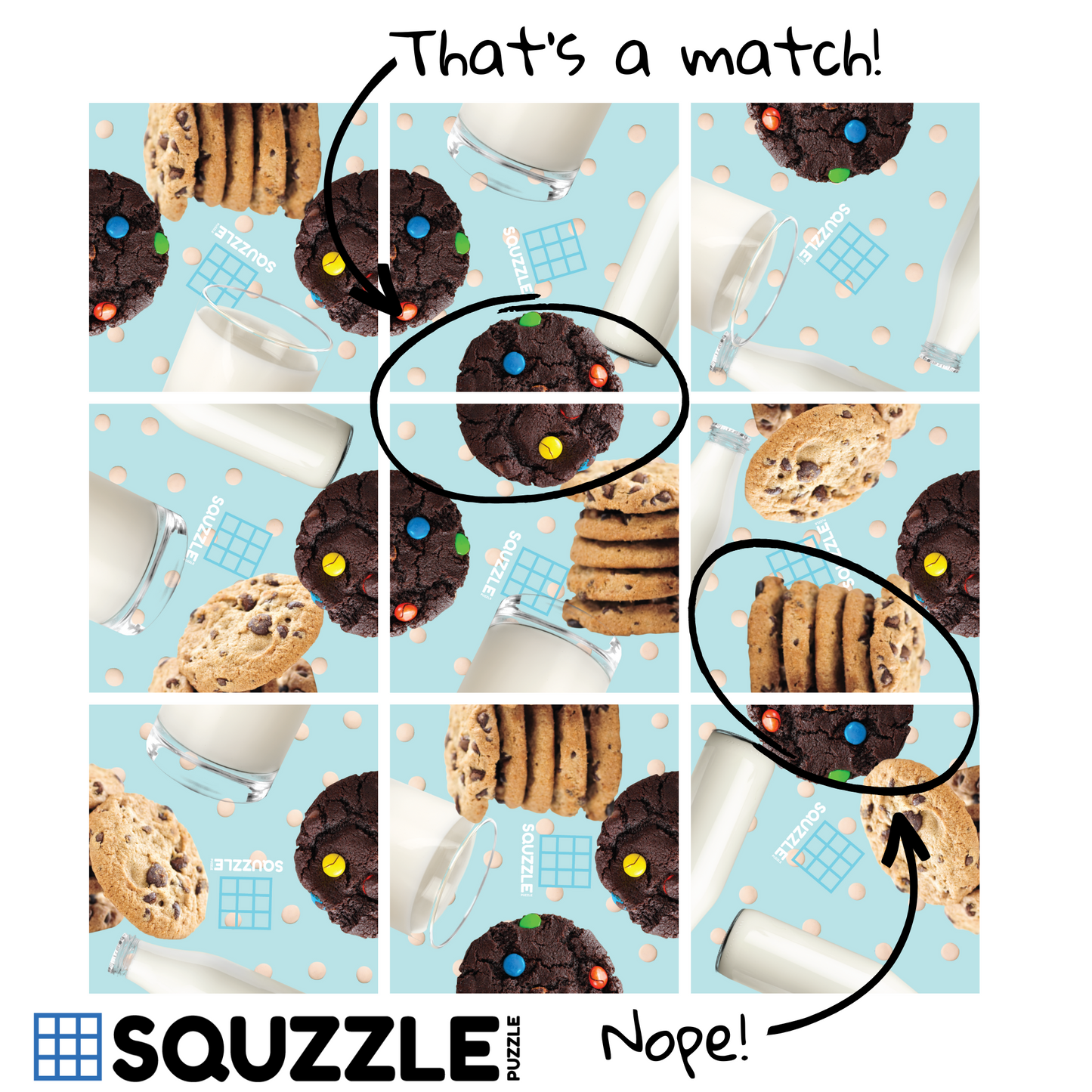 Brain Teaser (Ages 5+) Squzzle COOKIES & MILK