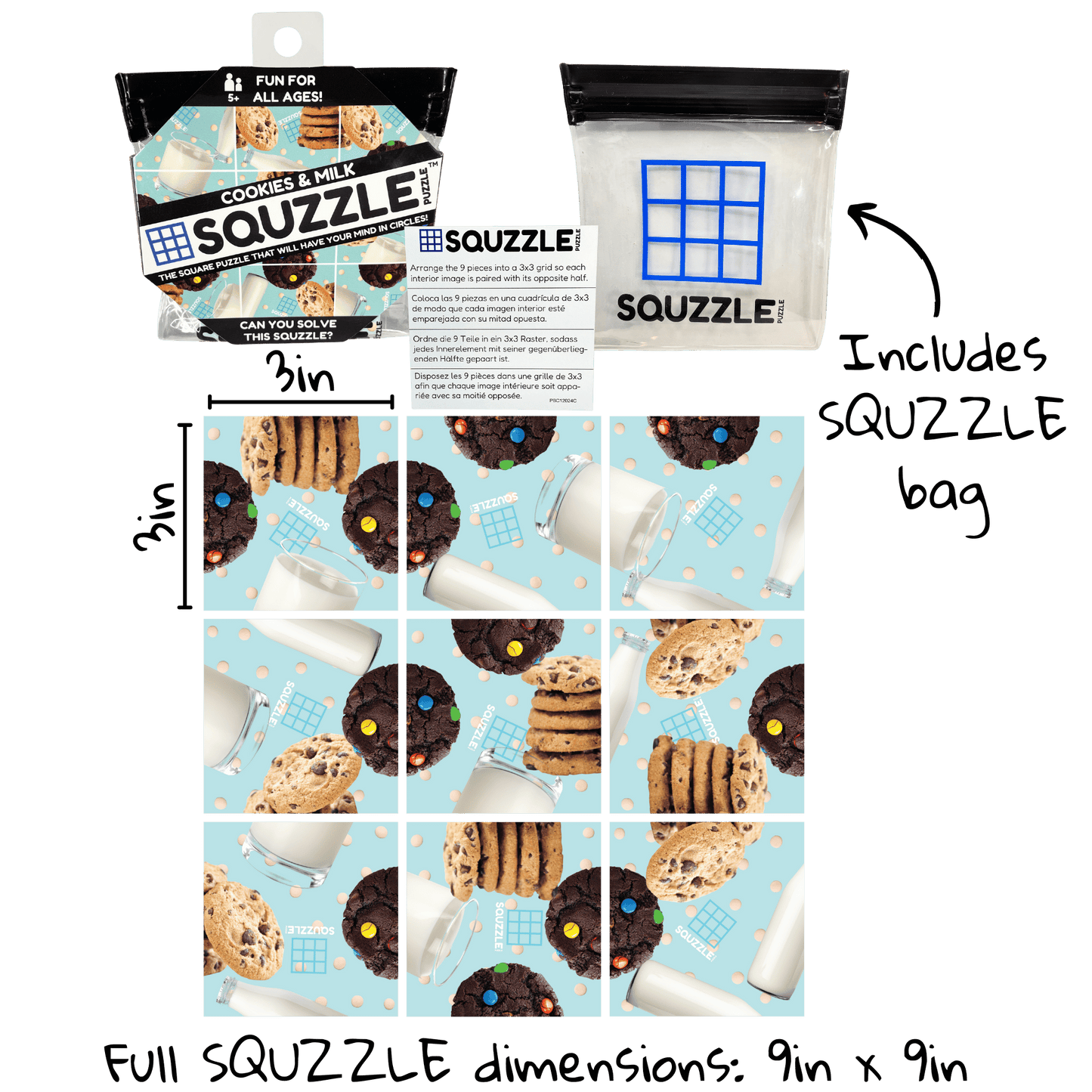 Brain Teaser (Ages 5+) Squzzle COOKIES & MILK