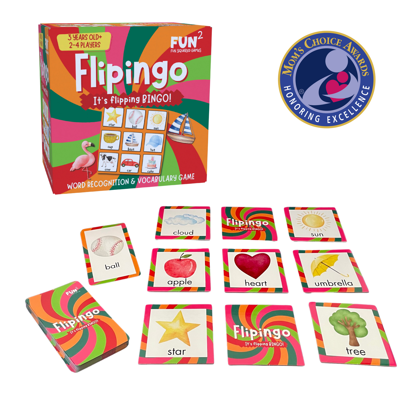 Board Game (Ages 3+) FLIPINGO Word recognition bingo game