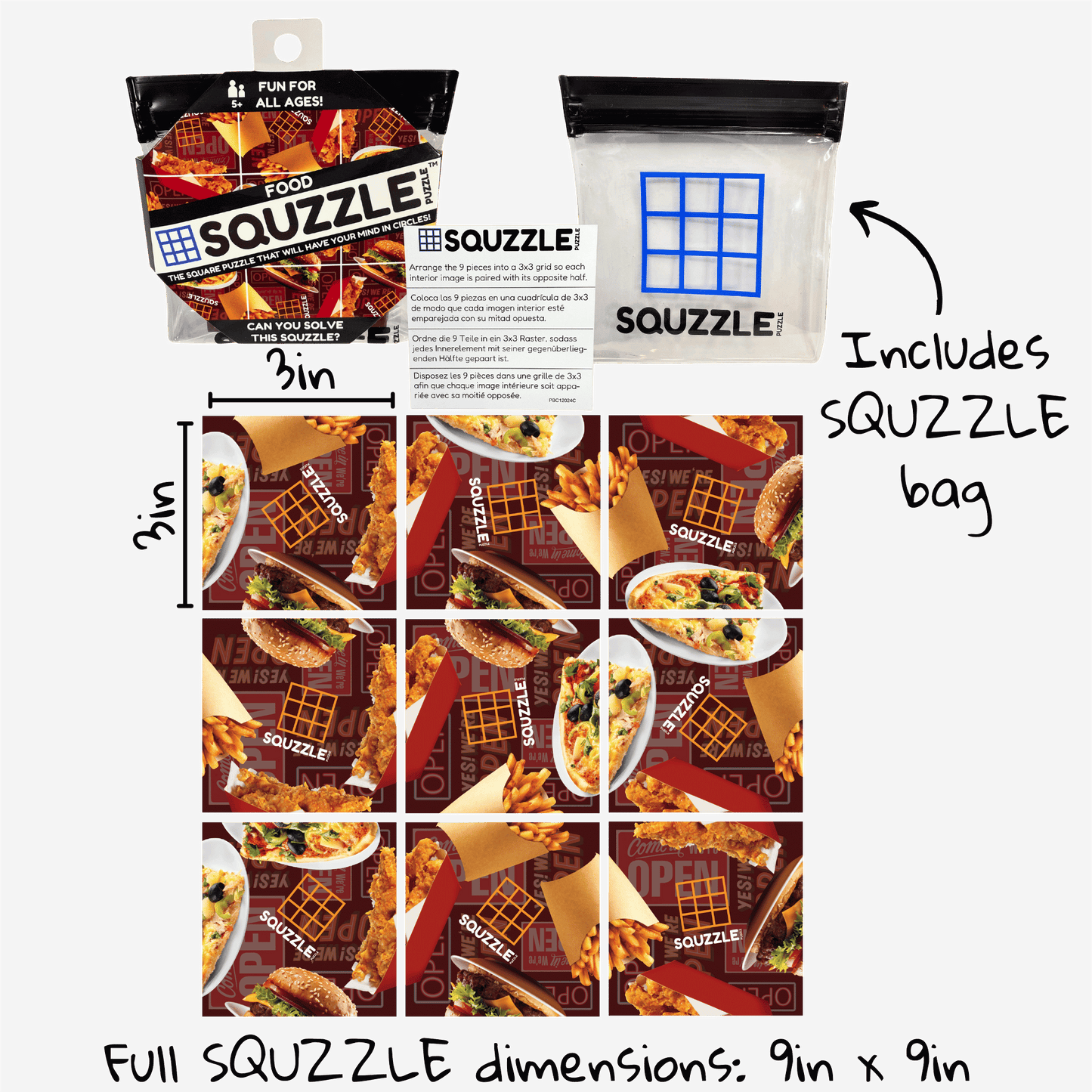 Brain Teaser (Ages 5+) Squzzle FOOD