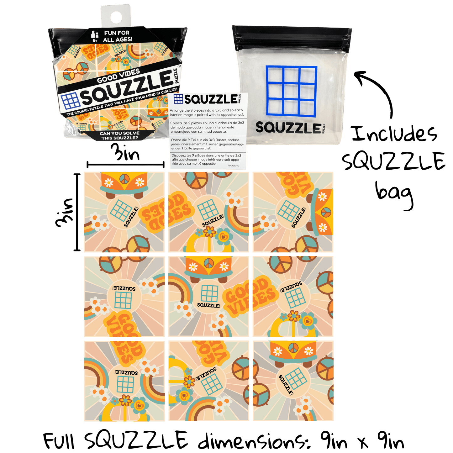 Brain Teaser (Ages 5+) Squzzle GOOD VIBES