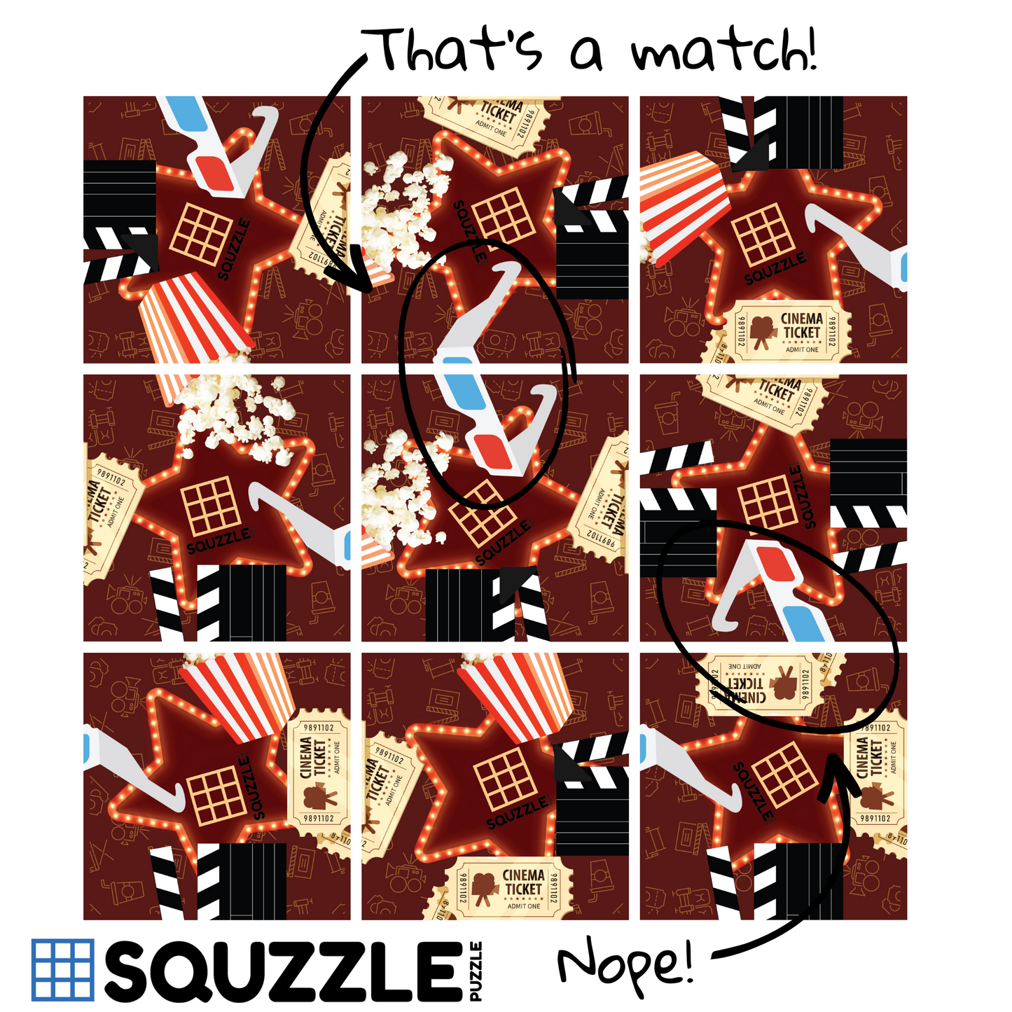 Brain Teaser (Ages 5+) Squzzle MOVIE TIME