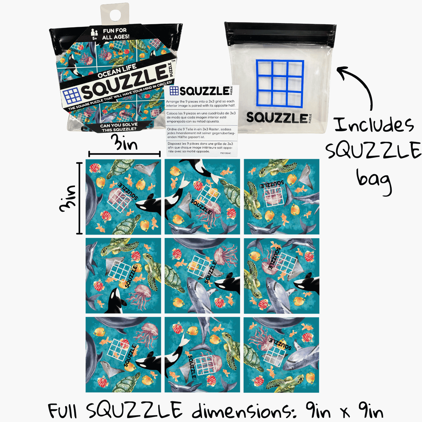 Brain Teaser (Ages 5+) Squzzle OCEAN LIFE