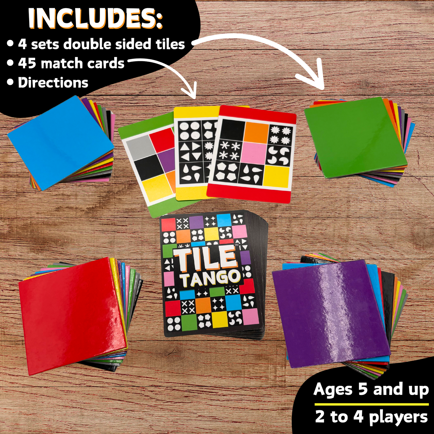 Board Game (Ages 5+) TILE TANGO Speed matching game