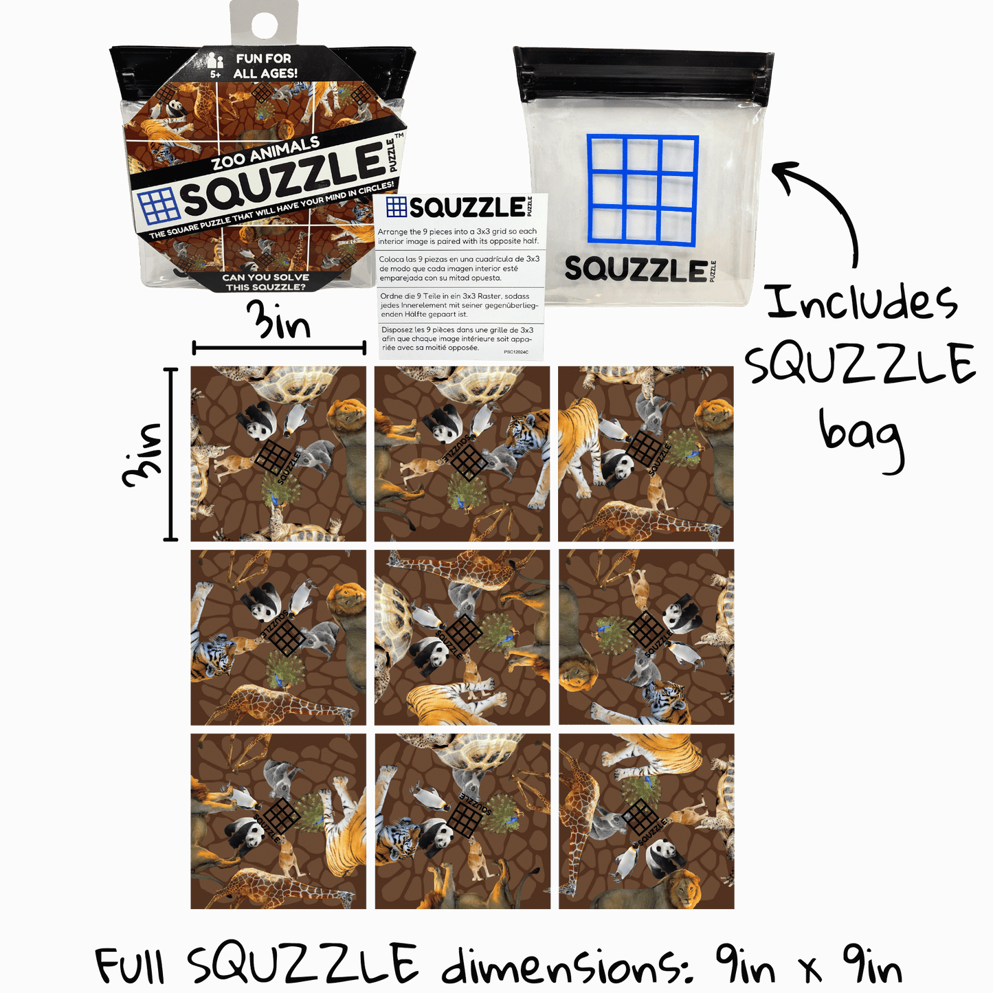 Brain Teaser (Ages 5+) Squzzle ZOO ANIMALS