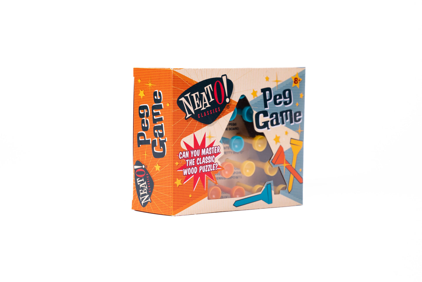 Brain Teaser Game (Ages 8+) Neato! Classic Wooden Peg Game, Travel Size- Retro Classic