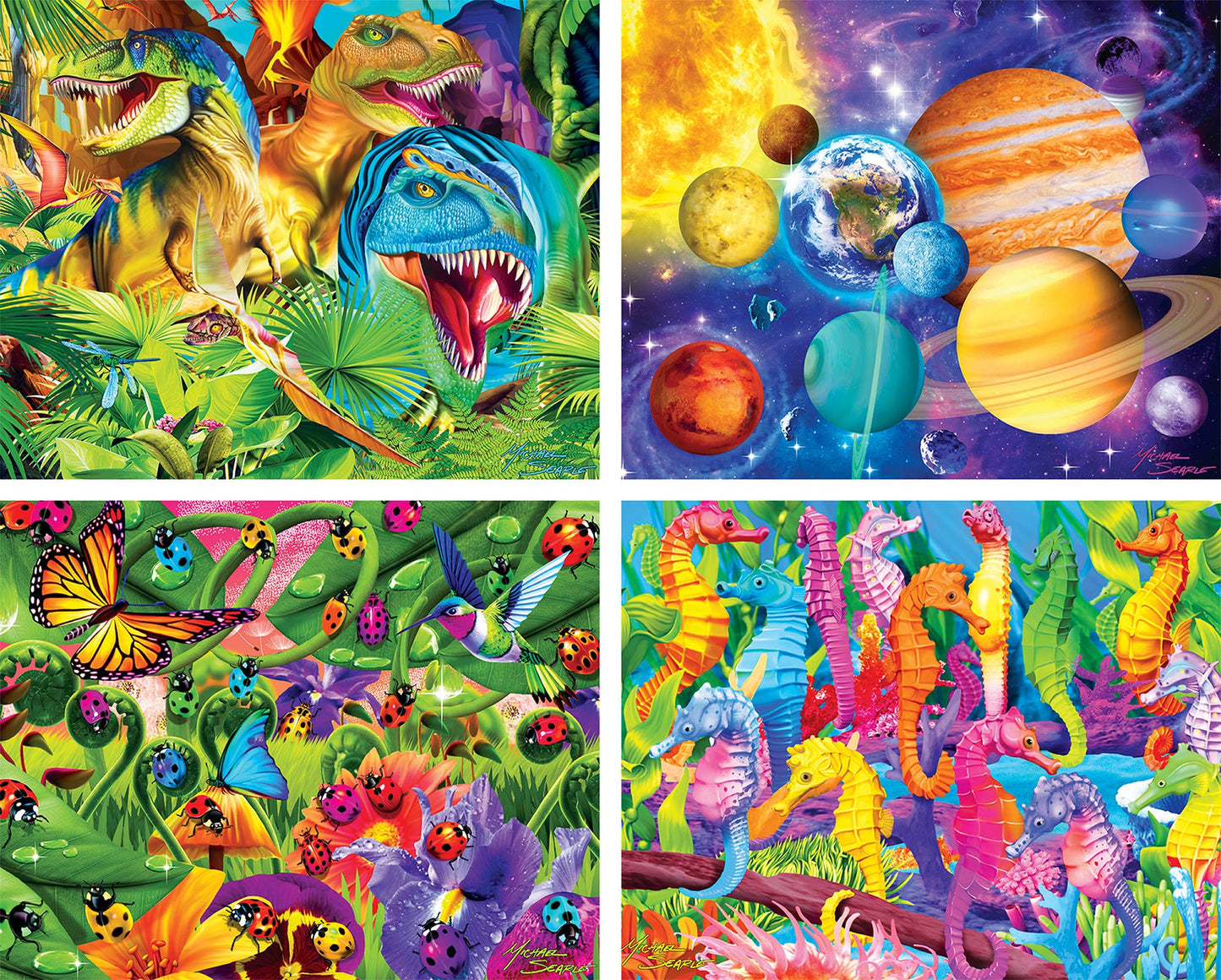 Puzzle Pack (100pc x 4) Glow in the Dark  4-Pack 100 Piece Puzzles - V2
