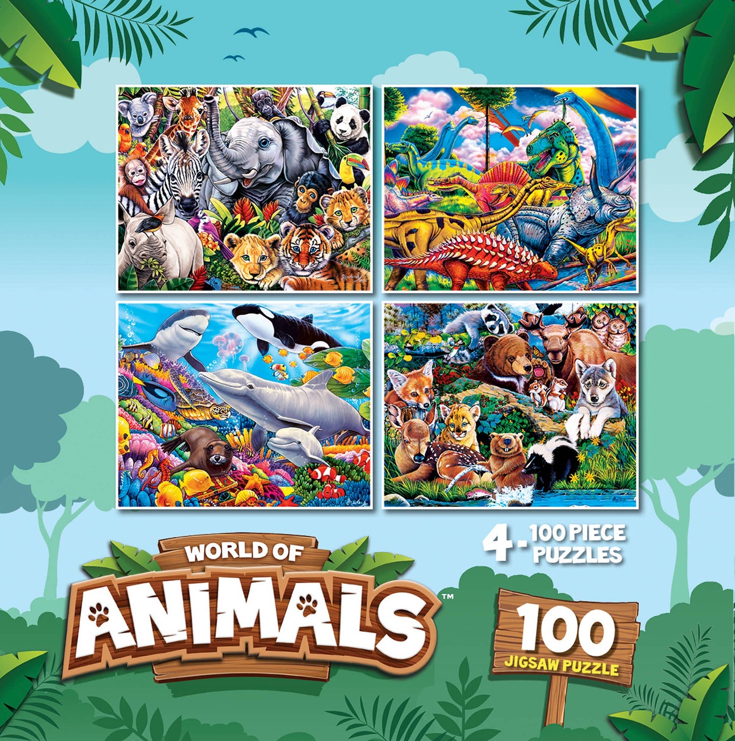 Puzzle Pack (100pc x 4 puzzles) World of Animals 4-Pack 100 Piece Puzzles