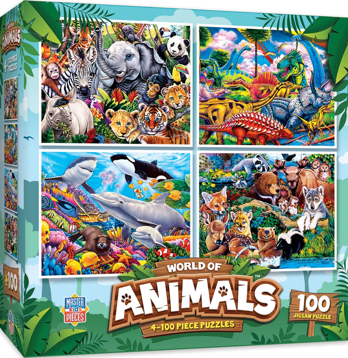 Puzzle Pack (100pc x 4 puzzles) World of Animals 4-Pack 100 Piece Puzzles