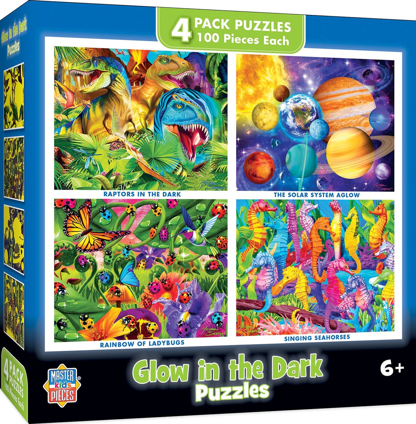 Puzzle Pack (100pc x 4) Glow in the Dark  4-Pack 100 Piece Puzzles - V2